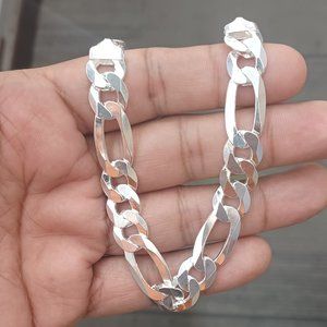 925 sterling silver figaro bracelet for men 8 inches